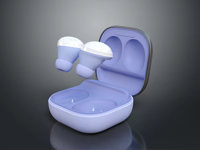 Modern Computer Accessories Wireless Earbuds With Blue Charging Case Design 3d model