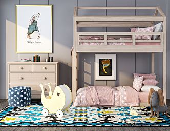 Modern Upper and Lower Bed Children's Room Upper and Lower Bed Upper and Lower Bed Wardrobe 3d model