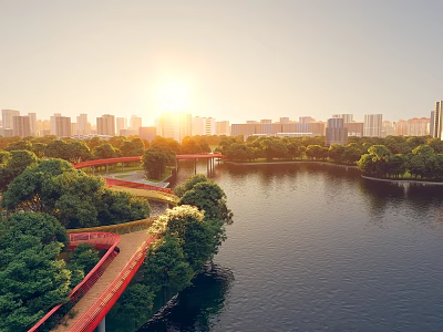 Landscape Bridge Riverside Landscape Bridge Waterscape Platform Rainbow Bridge pedestrian bridge park landscape bridge lake landscape bridge city park landscape bridge 3d model