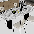 Modern Dining Table and Chair Private Table and Chair Marble Dining Table 3d model