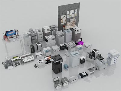 modern printer office machine 3d model