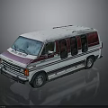 Vintage White and Red Van with Classic Exterior Design and Retro Styling