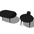 Black Round Dining Table Set With Two Tables And One Chair Included 3d model