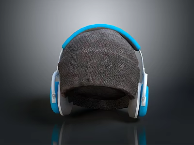 Blue And Gray Over Ear Headphones With Mesh Headband And Soft Earpads Design 3d model