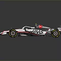Formula 1 Race Car With Sleek Aerodynamic Design Black White Red Livery And Rear Wing