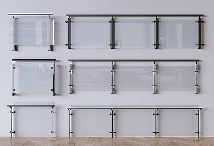 Glass Fence Guardrail Glass Stair Railing 3d model