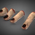 Four Realistic Severed Fingers With Red Edges And Black Nails Prop