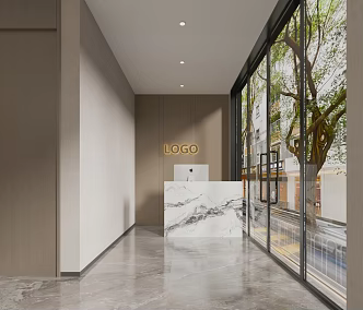 Modern Style Restaurant Hall 3d model