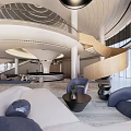 Elegant Modern Hotel Lobby With Floor to Ceiling Windows Marble Columns and Sofa Seating Areas
