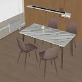 Modern Dining Table and Chair Simple Dining Table and Chair Chandelier 3d model
