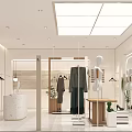 Modern Clothing Store Interior With Mannequins Stylish Outfits Display Racks And Green Plants