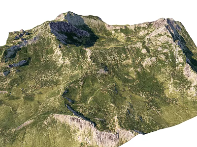 Garden Landscape With Natural Mountain Terrain Green Vegetation And Scenic Trails 3d model