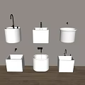 Various White Washbasin Designs With Wall Mounted And Freestanding Styles On Gray Wall