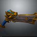 Mythical Dragon Themed Weapon With Orange Purple Blade And Blue Glowing Accents