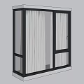 Modern Bay Window Design With Glass Panels Black Frame And White Curtains
