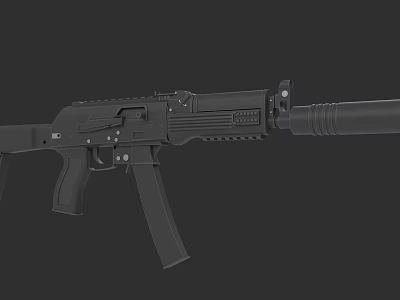 Modern Black Tactical Rifle With Ergonomic Grip Extended Barrel And Magazine 3d model