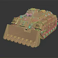 Golden Tank Model with Front Blade Rivet Details on Dark Reflective Background