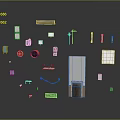 Abstract Design Elements Displaying Various Shapes Multiple Colors Door Frame And Reflection