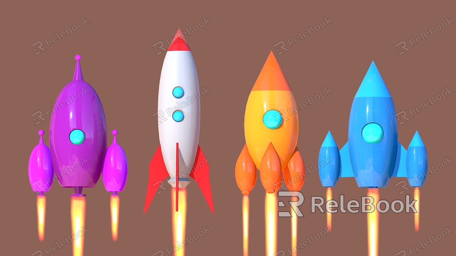 Cartoon Rocket Rocket Style Space Rocket Space Rocket Missile Bomb Ammunition Weapon model