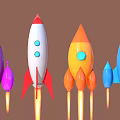 Cartoon Rocket Style Space Rocket Space Rocket Missile Bomb Ammunition Weapon 3d model