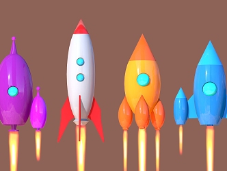 Cartoon Rocket Style Space Rocket Space Rocket Missile Bomb Ammunition Weapon 3d model