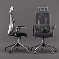 Modern Office Chair With Mesh Backrest Adjustable Armrests Black Seat Metal Base Wheels