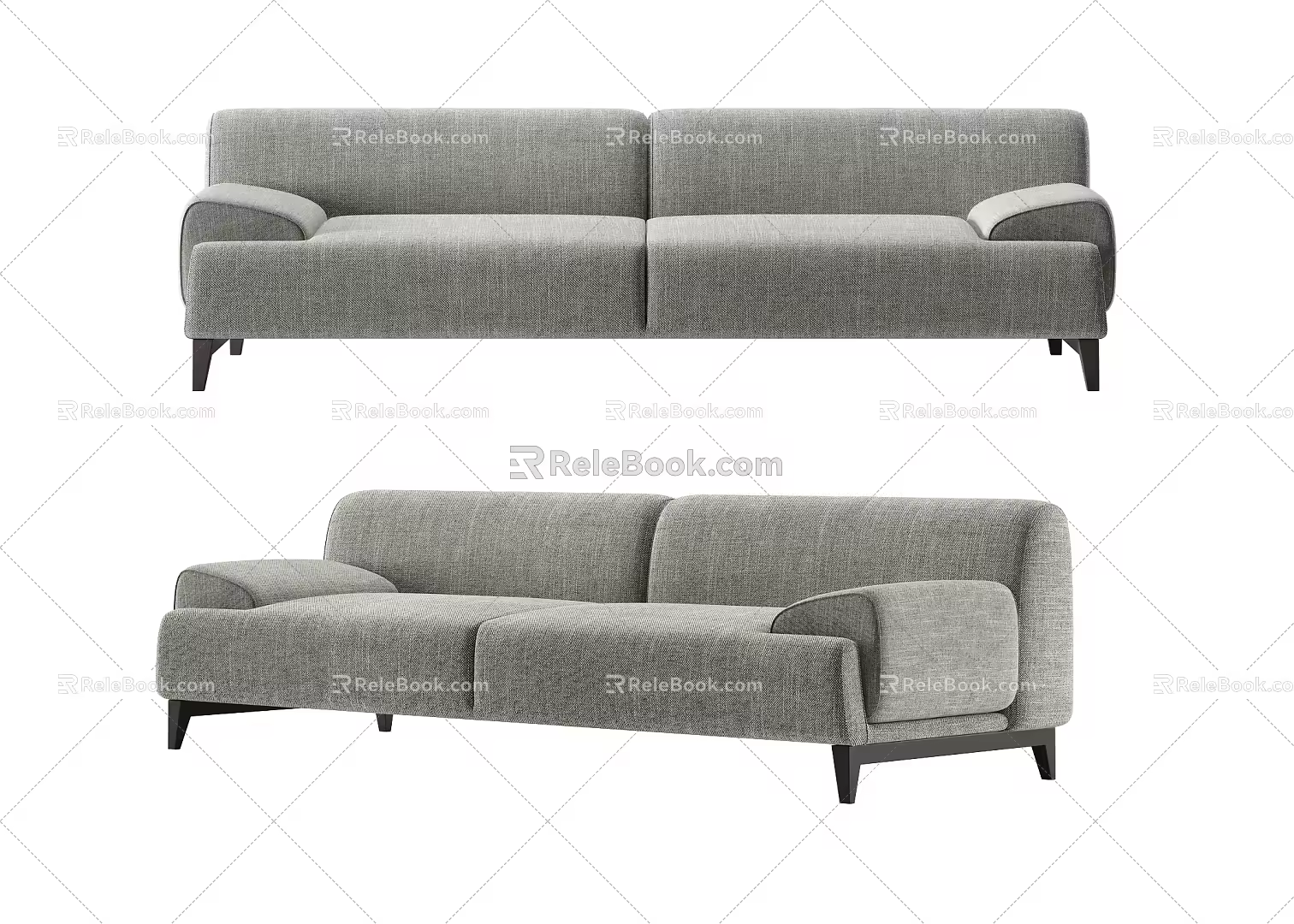 Modern double sofa multiplayer fabric sofa 3d model