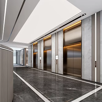 modern elevator hall 3d model