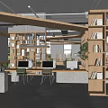 Modern Library Online Red Book Bar Bookshelf Reading Area Bookstore 3d model