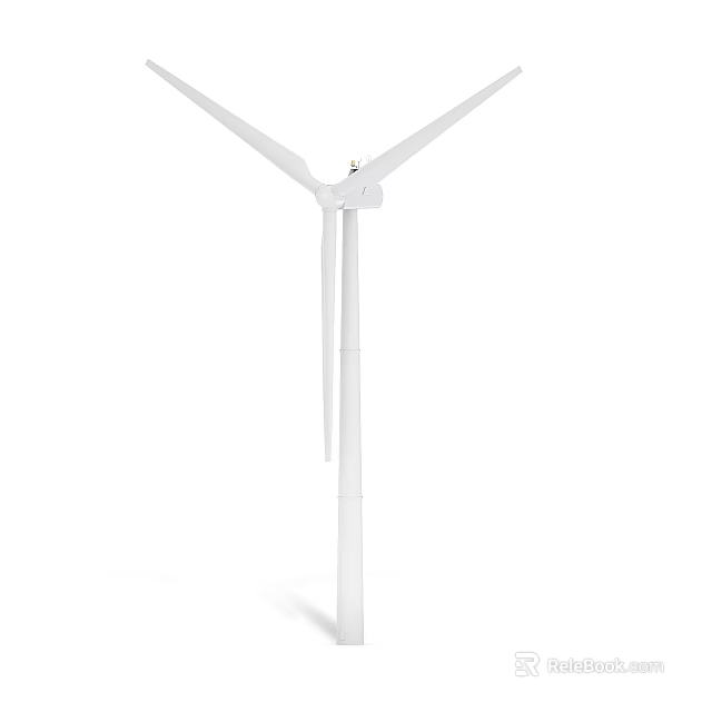 White Wind Turbine Structure With Three Rotating Blades And Tall Steel Tower 3d model 