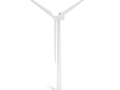 White Wind Turbine Structure With Three Rotating Blades And Tall Steel Tower 3d model