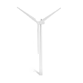 White Wind Turbine Structure With Three Rotating Blades And Tall Steel Tower