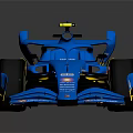 Blue Racing Car Featuring Aerodynamic Design Sporty Wheels And Rear Wing