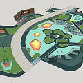 Scenic Park Design Featuring Playground Pools Pathways And Green Areas 3d model