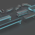 Different Types Of Industrial Conveyor Equipment With Straight And Curved Sections For Material Handling