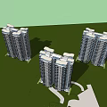 Modern High Rise Residential Buildings Exterior With Glass Curtain Walls And Blue Sky