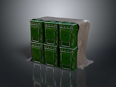 Green Equipment Storage Cabinets With Multiple Drawers On Gray Surface And Dark Background 3d model