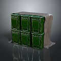 Green Equipment Storage Cabinets With Multiple Drawers On Gray Surface And Dark Background