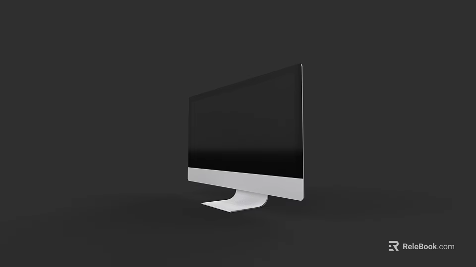 Modern Sleek Desktop Monitor With Black Screen And White Stand Design 3d model 
