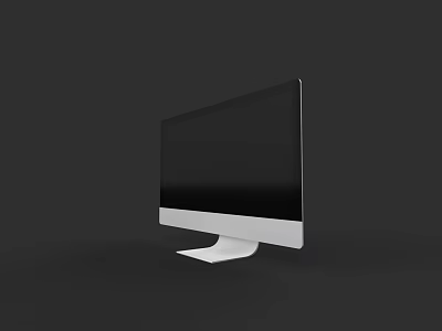 Modern Sleek Desktop Monitor With Black Screen And White Stand Design 3d model