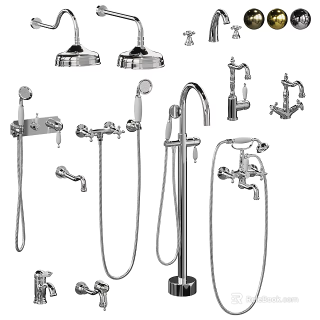 Modern Shower Fixtures With Rainfall Heads Handheld Sprayers And Column Systems 3d model 