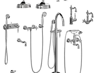 Modern Shower Fixtures With Rainfall Heads Handheld Sprayers And Column Systems 3d model