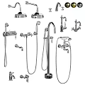 Modern Shower Fixtures With Rainfall Heads Handheld Sprayers And Column Systems 3d model