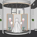 Elegant White Bridal Shop Interior With Wedding Dresses And Mirrored