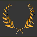 Golden Laurel Wreath Decorative Household Item With Leaves And Reflection On Gray Gradient Background