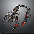 Sci-Fi Mechanical Creature Design With Glowing Eyes Sharp Claws Colorful Armor And Metallic Tentacles 3d model