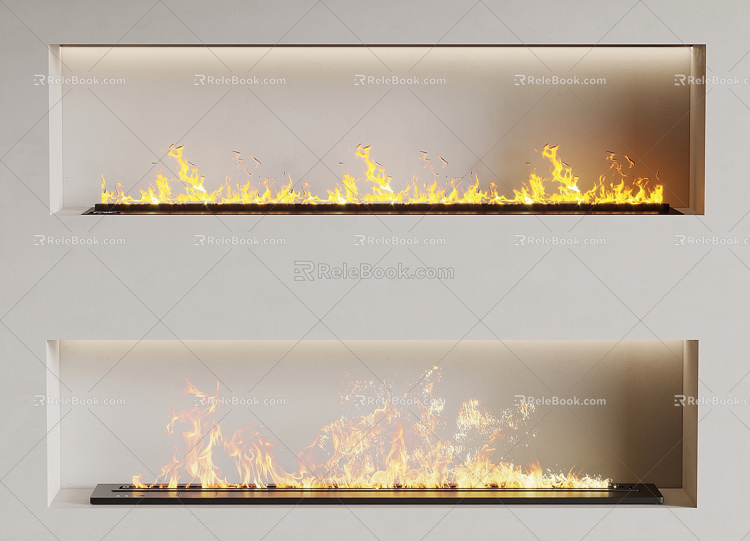 Modern Fireplace Electronic Flame 3d model