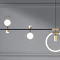 Modern Pendant Lights Design With Circular Rings Multiple Layers Spherical Bulbs And Gray Wall 3d model