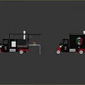 Black Red Mobile Food Truck With Open Top And Green Logo Design