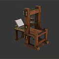 Vintage Wooden Printing Press With Paper Ink Bottle And Ink Balls
